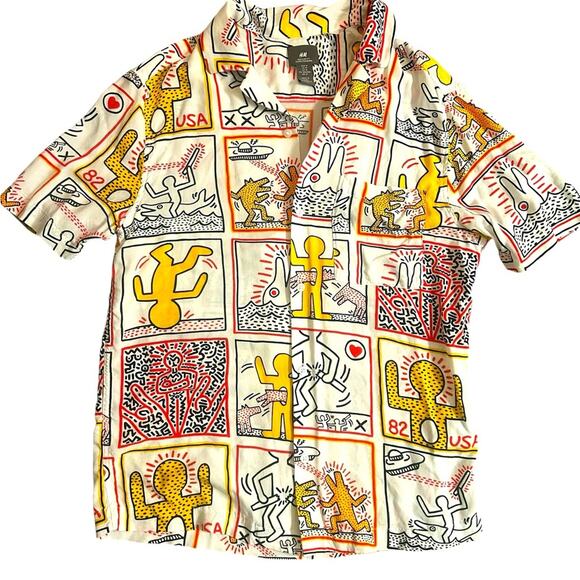 Keith Haring H&M patterned resort shirt SOLD OUT Medium - Picture 3 of 8